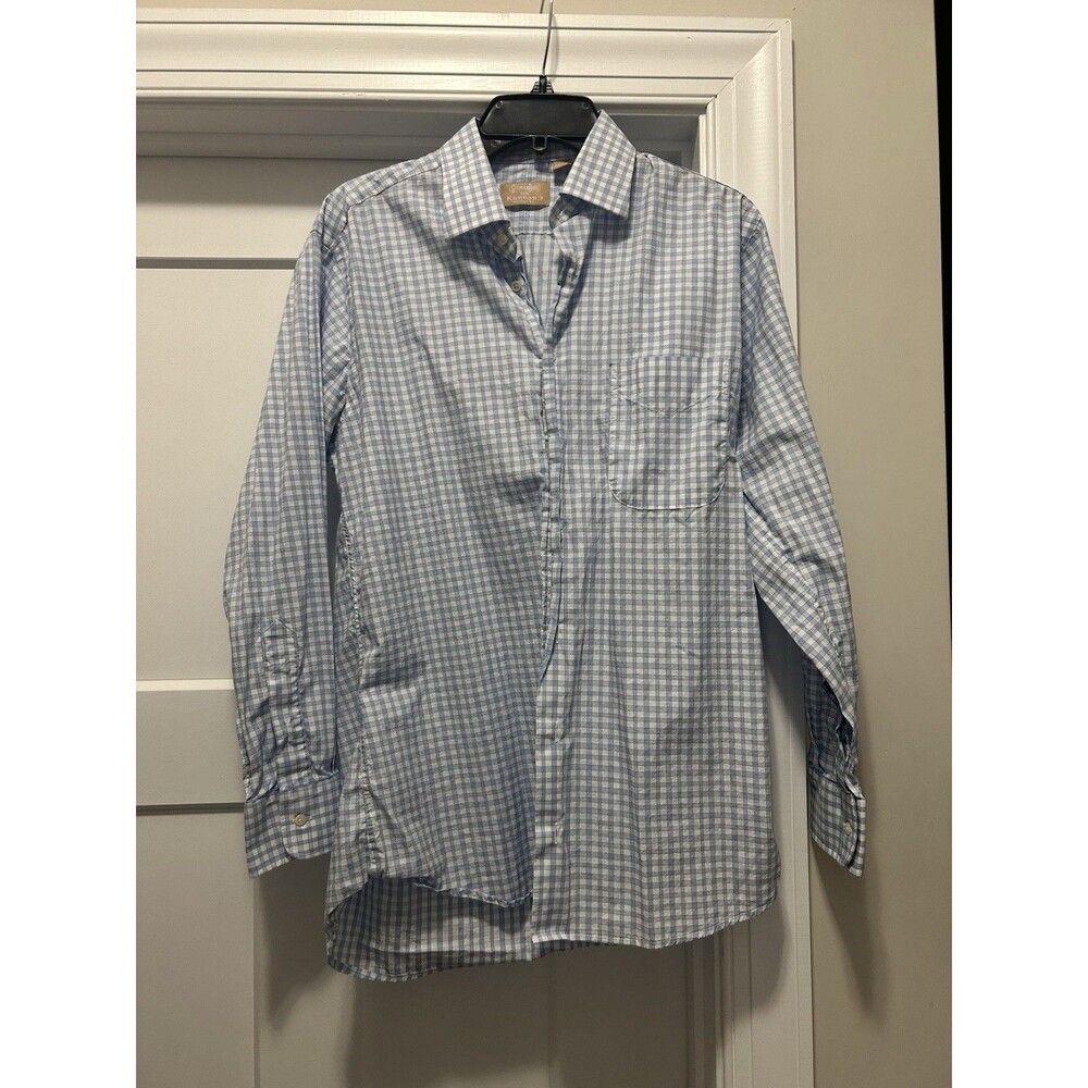 Gitman Bros Shirt Men’s 15 1/2 X 33 Blue White Check Button Up Dress Made USA